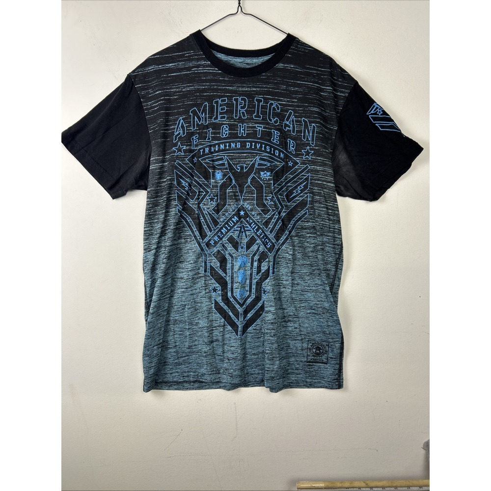 American Fighter MMA Buckle T-Shirt Mens Size L Short Sleeve Blue Black